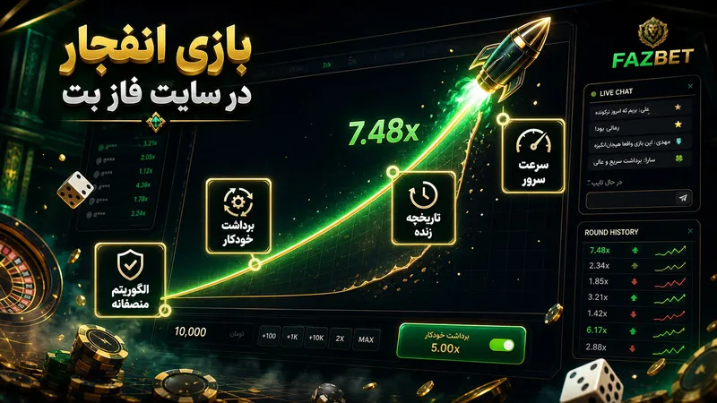 بازی انفجار در سایت فاز بت؛ هیجان در اوج